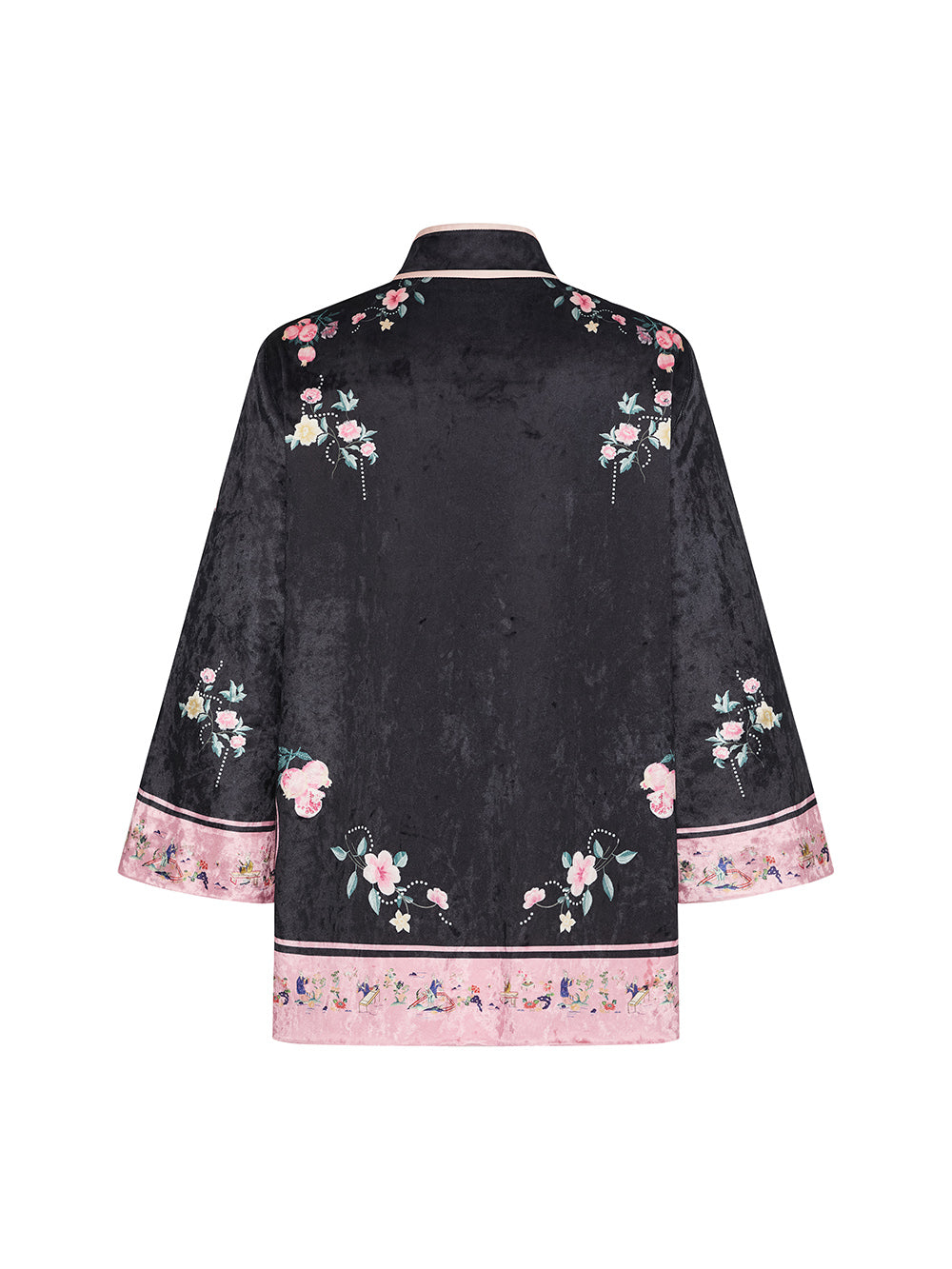 MUKZIN  Linglong "Linglongzi" Stand Collar Velvet Printed Cardigan