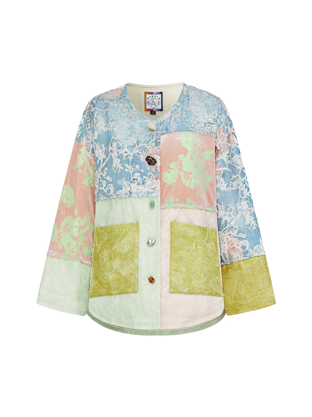 MUKZIN“The Sequence of Deer's Call”Patchwork Floral Jacquard Oversized Casual Down Jacket