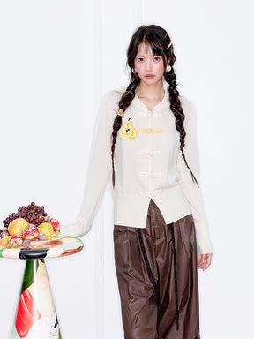 MUKZIN“Capsule Collection”Elegant Color - Blocked Fruit Embroidery Fake Two - Piece Sweatshirt (Copy)