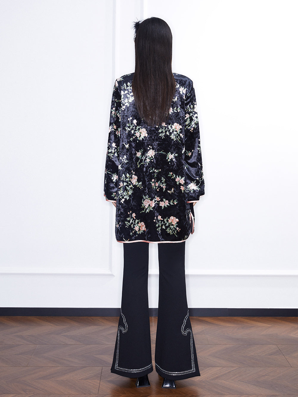 MUKZIN Linglong "Yuhuan" Chinese Velvet Cape Cheongsam Dress