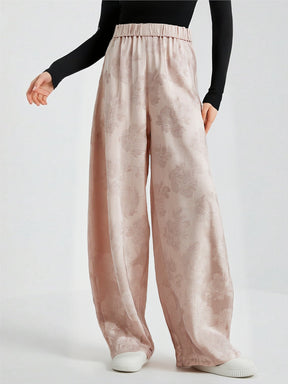 MUKZIN“Capsule Collection”Pink Jacquard Loose Wide-Leg Pants