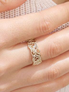 MUKTANK×SUN HUNTER “Emergence”Narrow Band Full-Circle Lace Butterfly Ring