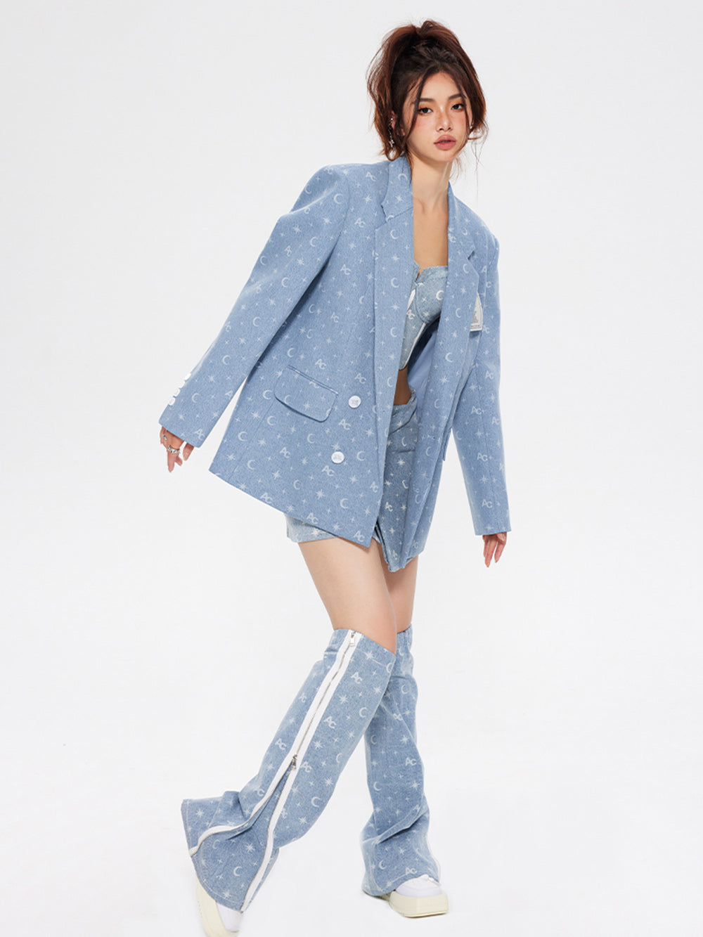 MUKTANK × ARDENCODE Loose Printed Denim Suit