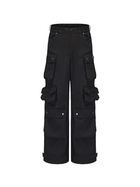 MUKTANK×ARDENCODE Unisex Oversized Loose Mid - rise Wide - leg Work Pants with Multiple Pockets