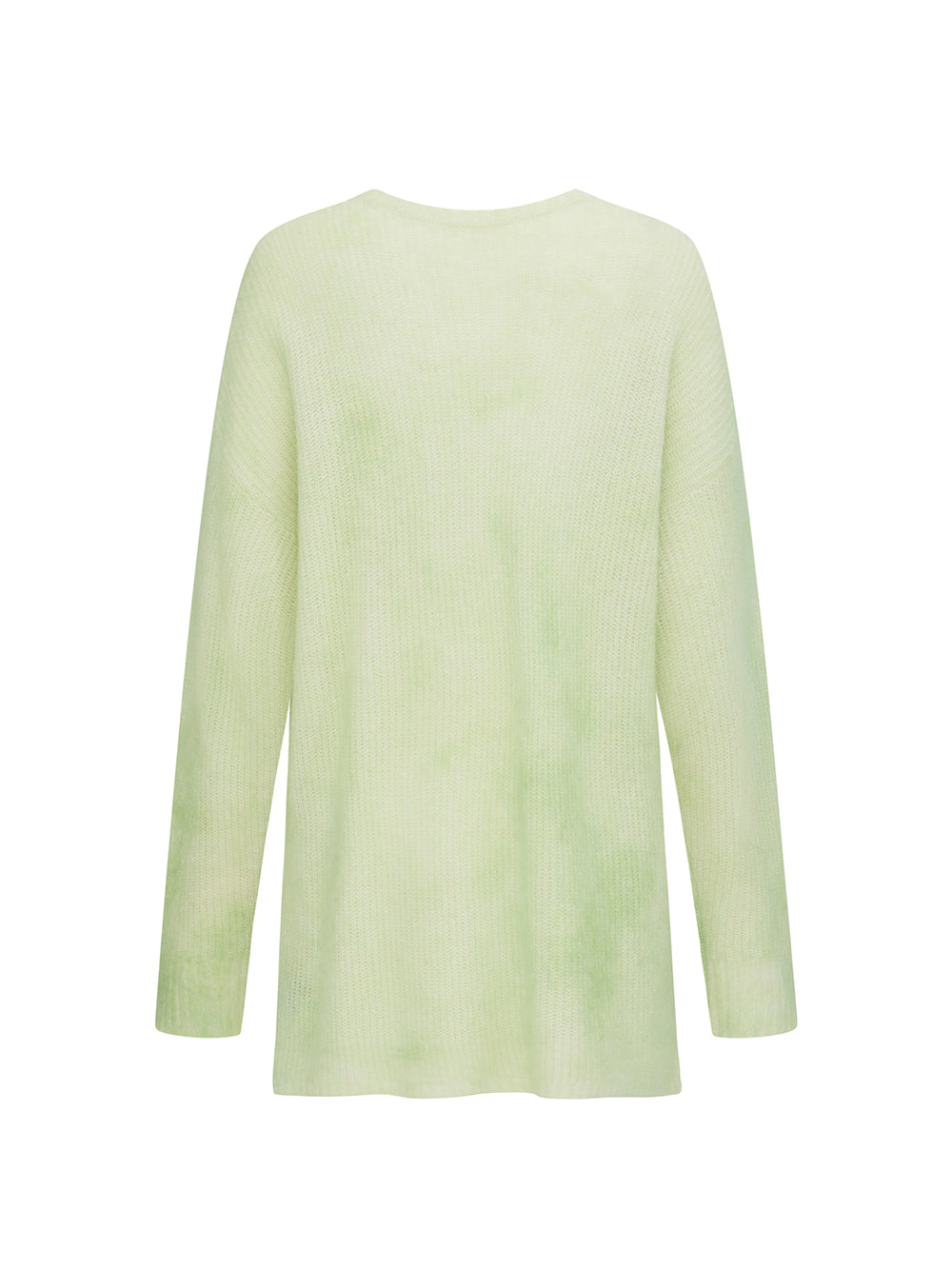 MUKZIN“The Sequence of Deer's Call”Pink/Green Halo Tie-Dye Distressed Decor Oversized Fuzzy Knit Sweater