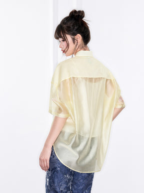 Mukzin "Ode To The New Summer"New Chinese-Style Shirt With Frog Buttons At The Collar And Printed Patterns