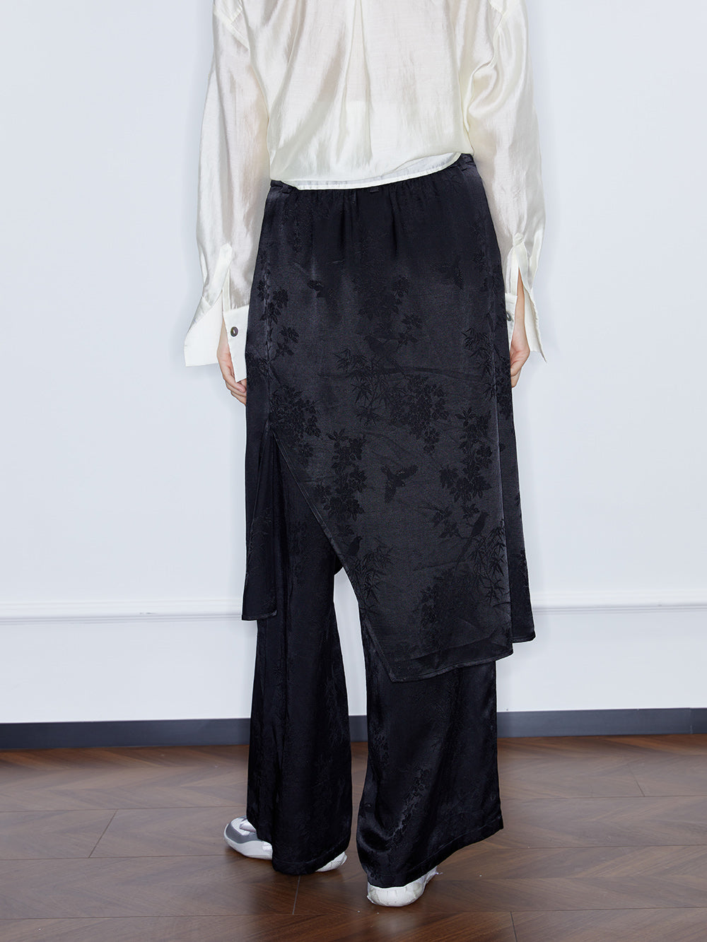 MUKZIN SpringPrelude “Peacock Feather” New Chinese Style Fake Two-piece Wide Leg Trousers Spring Summer