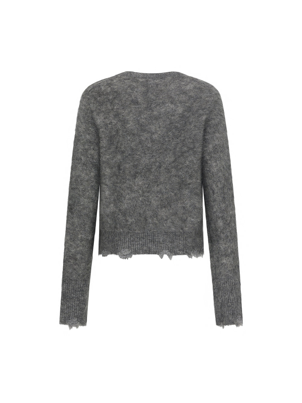 MUKZIN Linglong Long —Snake Embroidery Mohair Blend Sweater (White/Grey)