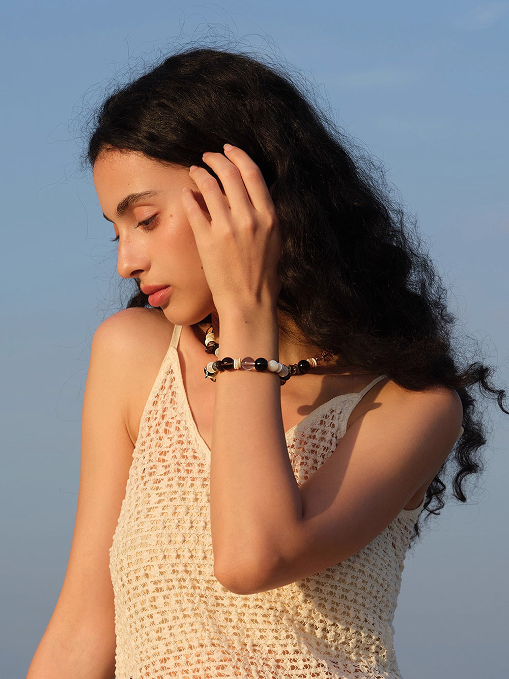 MUKTANK×SUN HUNTER“Fleeting Light”Obsidian Necklace