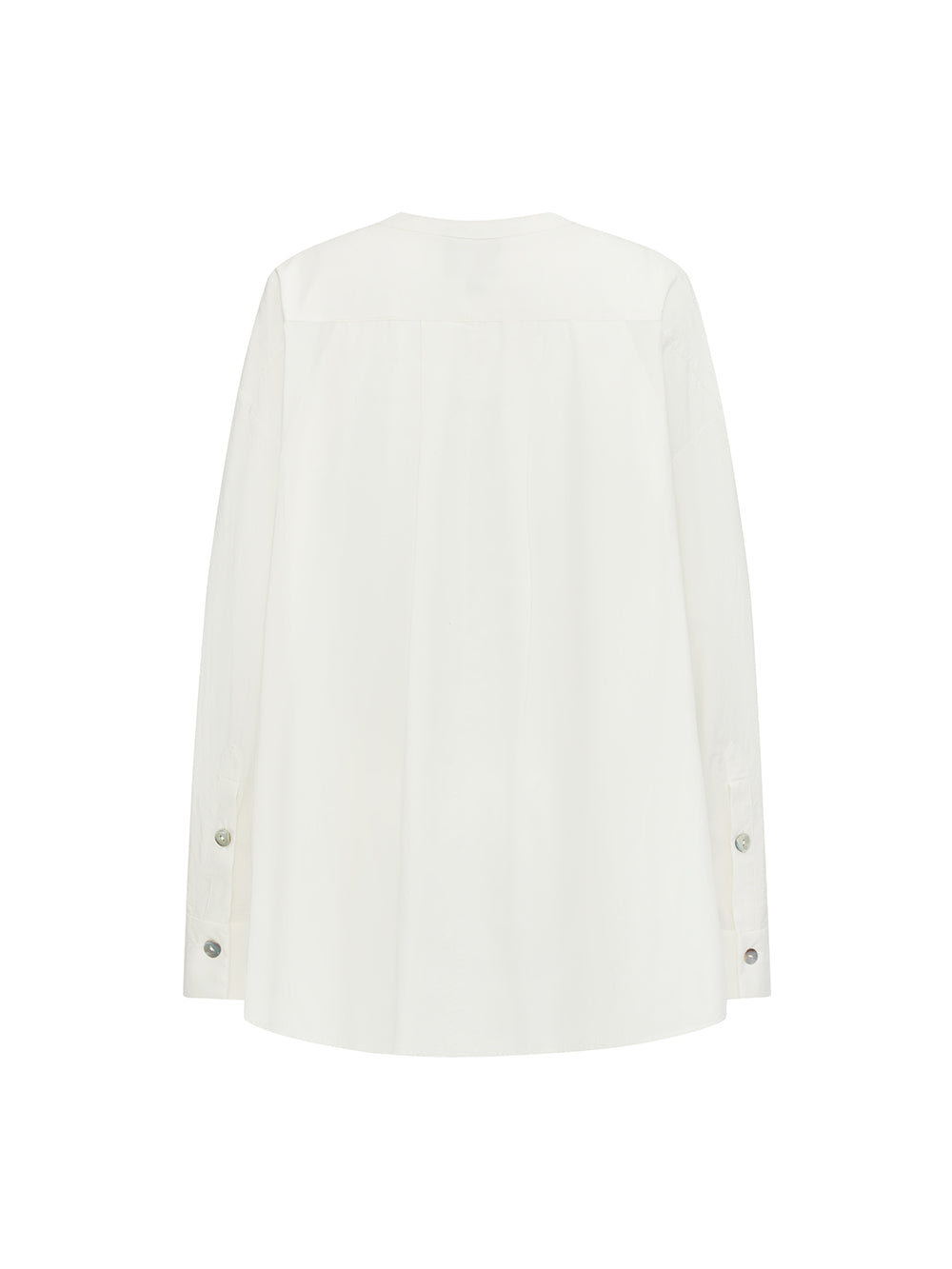 MUKZIN“The Sequence of Deer's Call”White Asymmetrical Placket Button Decor Badge Oversized Jacquard Shirt