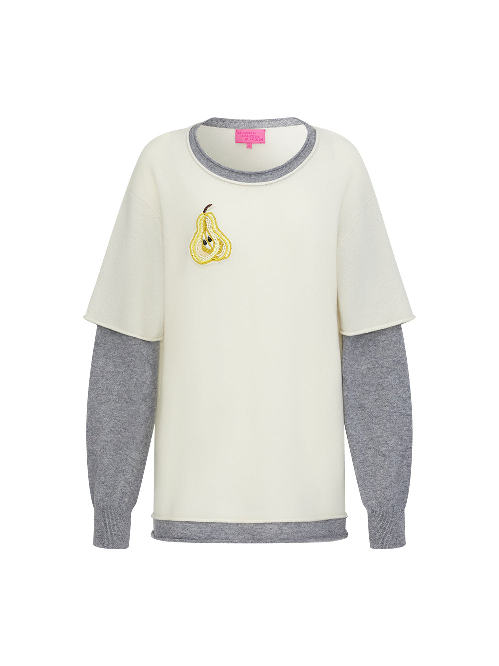 MUKZIN“Capsule Collection”Elegant Color - Blocked Fruit Embroidery Fake Two - Piece Sweatshirt