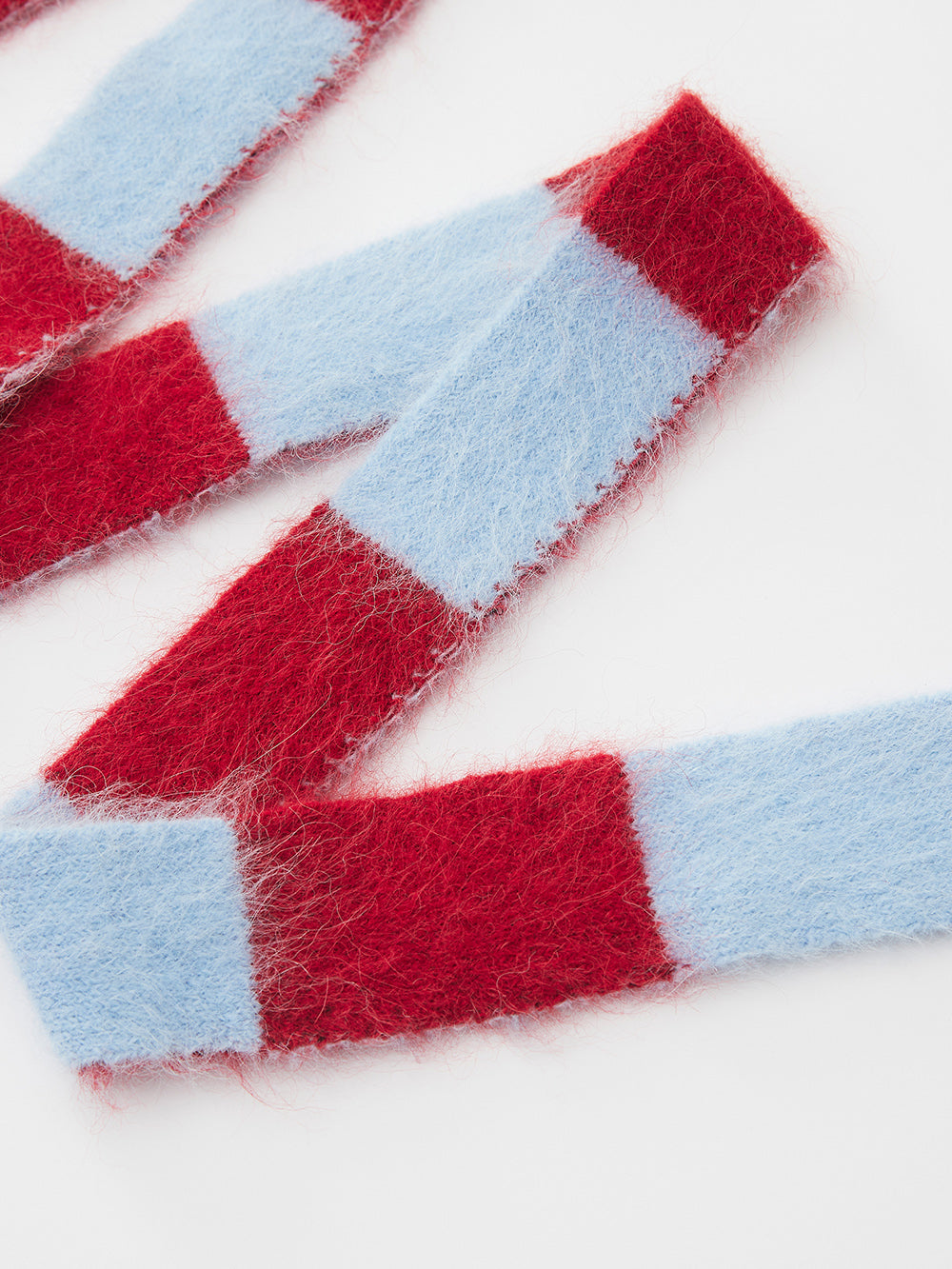 MUKZIN“The Sequence of Deer's Call”Red & Blue Striped Turtleneck Scarf Neck Pony Decor Sweet Cool Oversized Knit Sweater