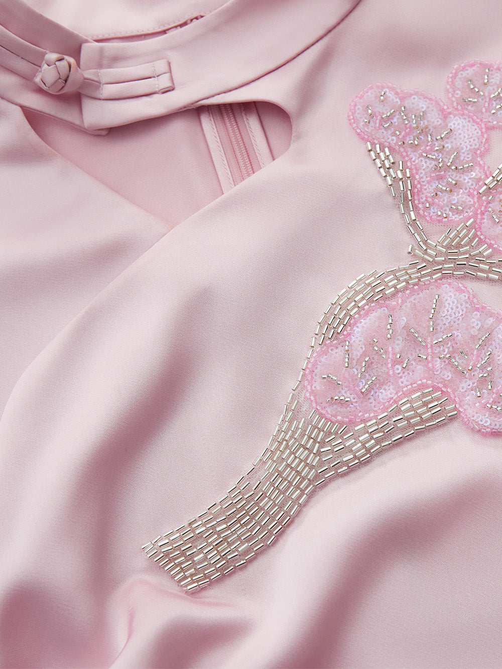 MUKZIN SpringPrelude“Wind in the Pines” New Chinese-style Satin Cheongsam Skirt with Waist Gathers
