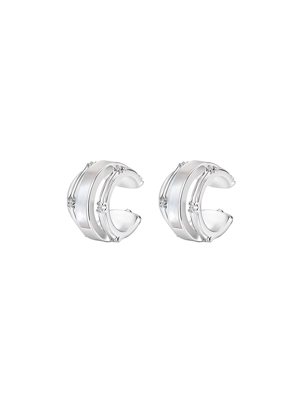 MUKTANK×SUN HUNTER Mother-of-Pearl Iris Four-Ring Ear Cuff