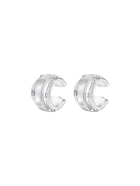 MUKTANK×SUN HUNTER Mother-of-Pearl Iris Four-Ring Ear Cuff