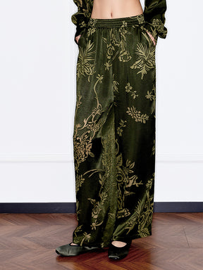 MUKZIN“Capsule Collection”Chinese-Style Loose Drapey Printed Wide-Leg Pants