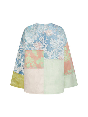 MUKZIN“The Sequence of Deer's Call”Patchwork Floral Jacquard Oversized Casual Down Jacket