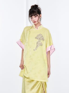 MUKZIN "Ode to the New Summer"Neo - Chinese Style Bamboo - Print Qipao