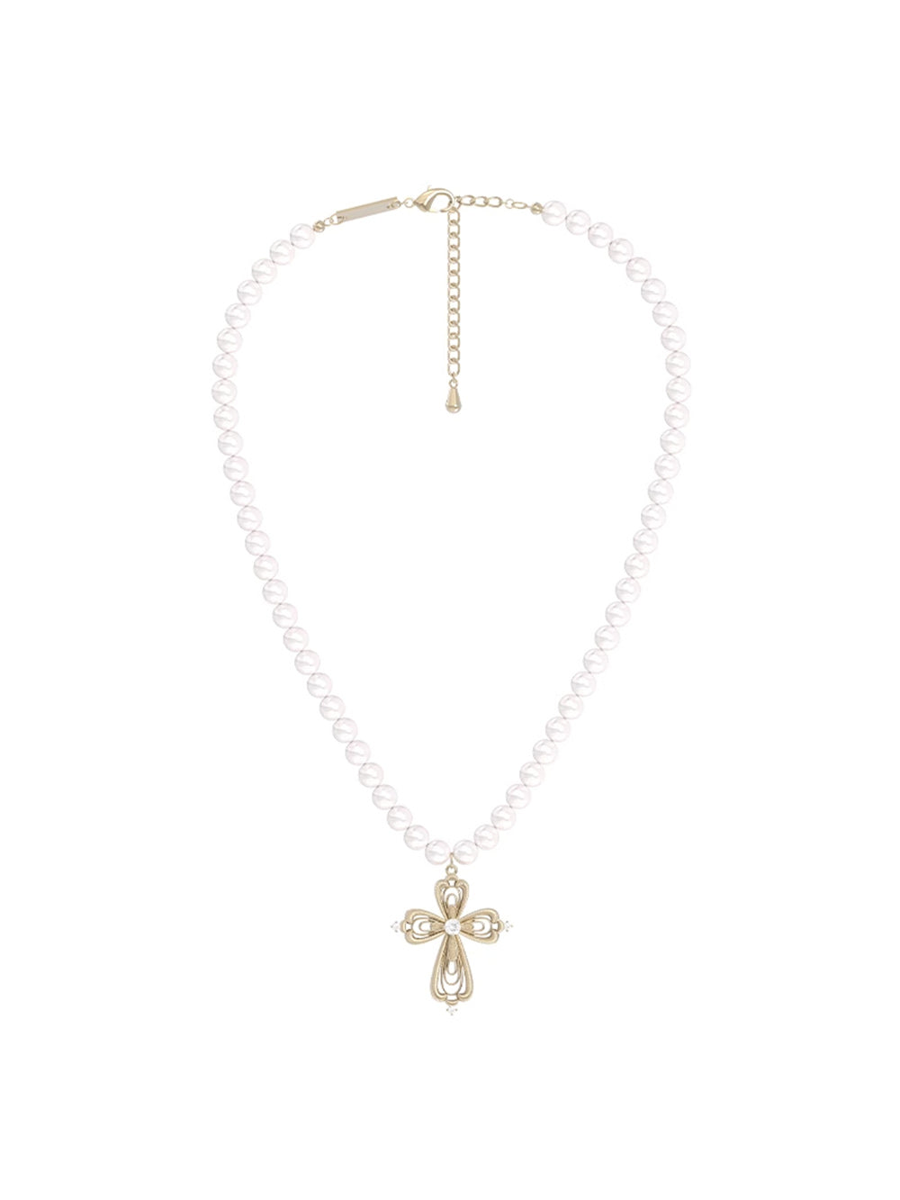 MUKTANK×SUN HUNTER Small lace cross pearl chain