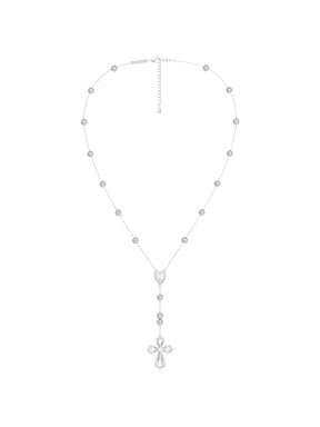 MUKTANK×SUN HUNTER Lace cross pearl Y-chain
