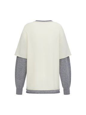 MUKZIN“Capsule Collection”Elegant Color - Blocked Fruit Embroidery Fake Two - Piece Sweatshirt