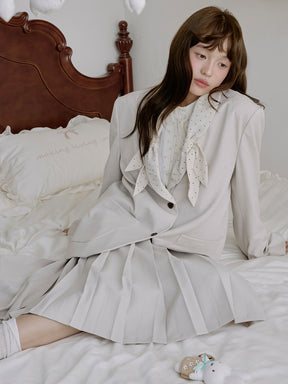 MUKTANK×LOUMUTAKU Polka Dot Bow Collar Set (Jacket Included)