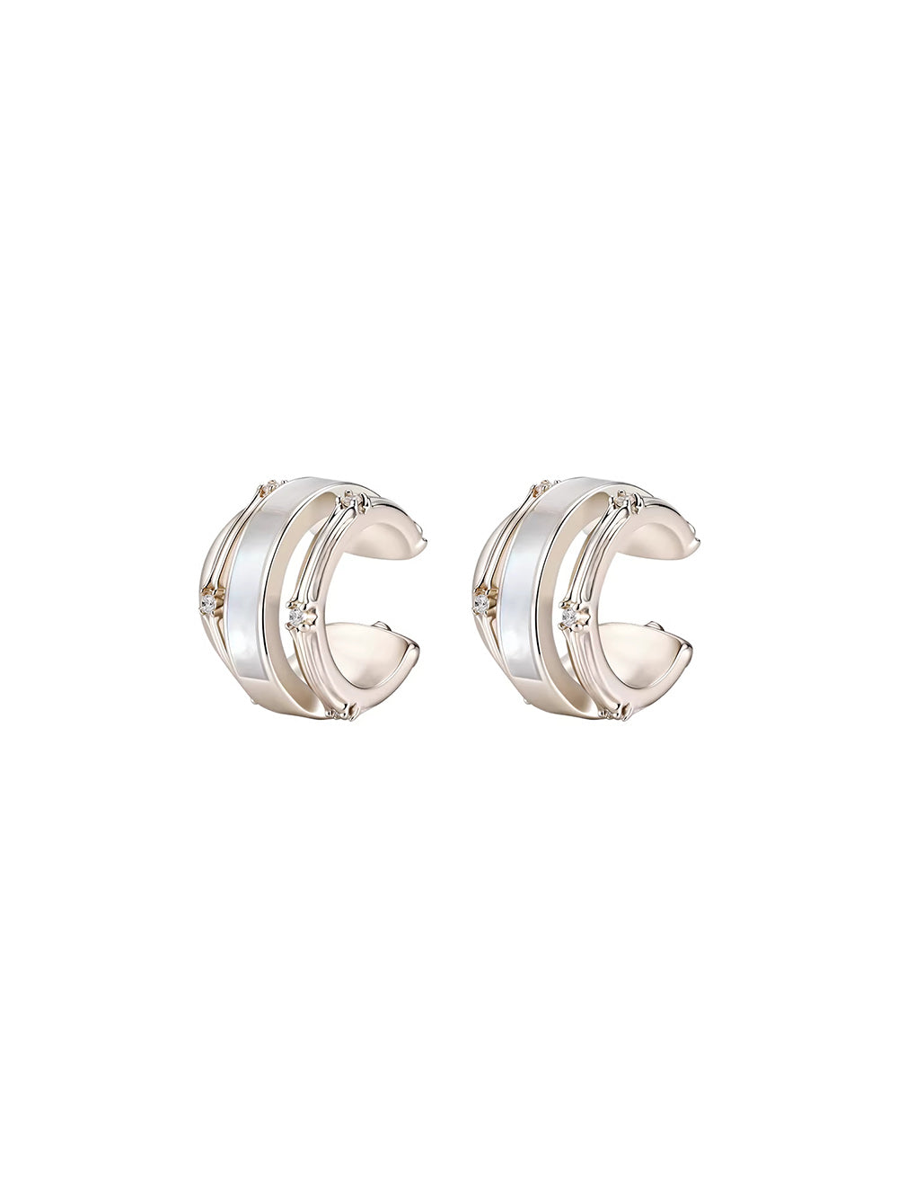 MUKTANK×SUN HUNTER Mother-of-Pearl Iris Four-Ring Ear Cuff