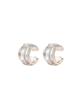 MUKTANK×SUN HUNTER Mother-of-Pearl Iris Four-Ring Ear Cuff