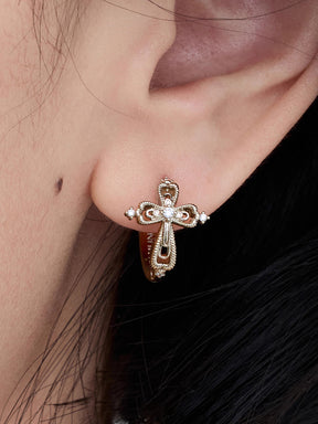 MUKTANK×SUN HUNTER Lace cross ear clips