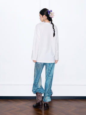 MUKZIN“Capsule Collection”Cute Cartoon Pony Embroidered Long-Sleeve T-Shirt