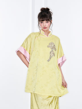 MUKZIN "Ode to the New Summer"Neo - Chinese Style Bamboo - Print Qipao