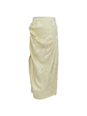 Mukzin "Ode To The New Summer"Light Yellow Elegant Split Pencil Skirt
