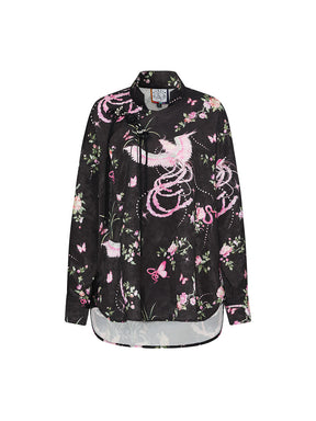 MUKZIN  Linglong  "Fengqi" Loose Stand-up Collar Long-sleeved Shirt