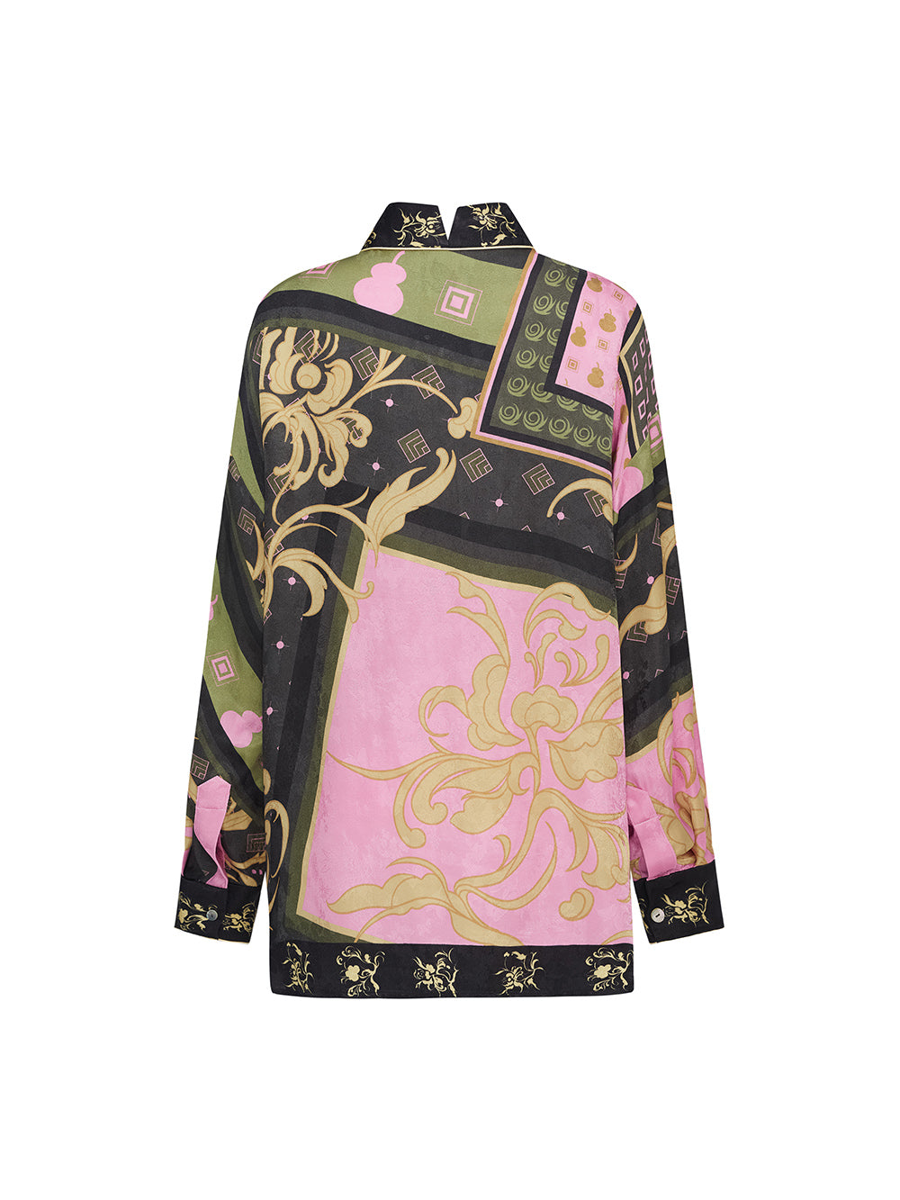 MUKZIN  Spring Prelude"Fu Su" Chinese-style Retro Loose Cross-collar Printed Shirt