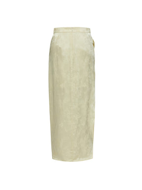 Mukzin "Ode To The New Summer"Light Yellow Elegant Split Pencil Skirt