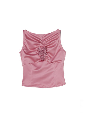 MUKTANK×LOUMUTAKU Retro Handmade Pleated Rose Top Vest
