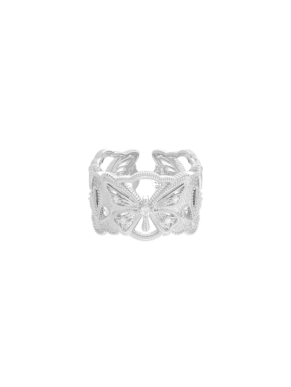MUKTANK×SUN HUNTER “Emergence”Wide Band Full-Circle Lace Butterfly Ring