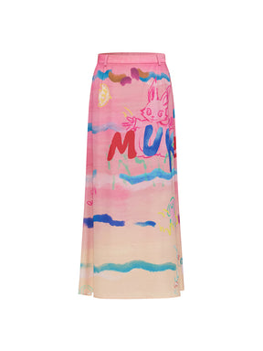 Mukzin "Ode To The New Summer"Half-Skirt With Graffiti Art Style And Colorful Prints