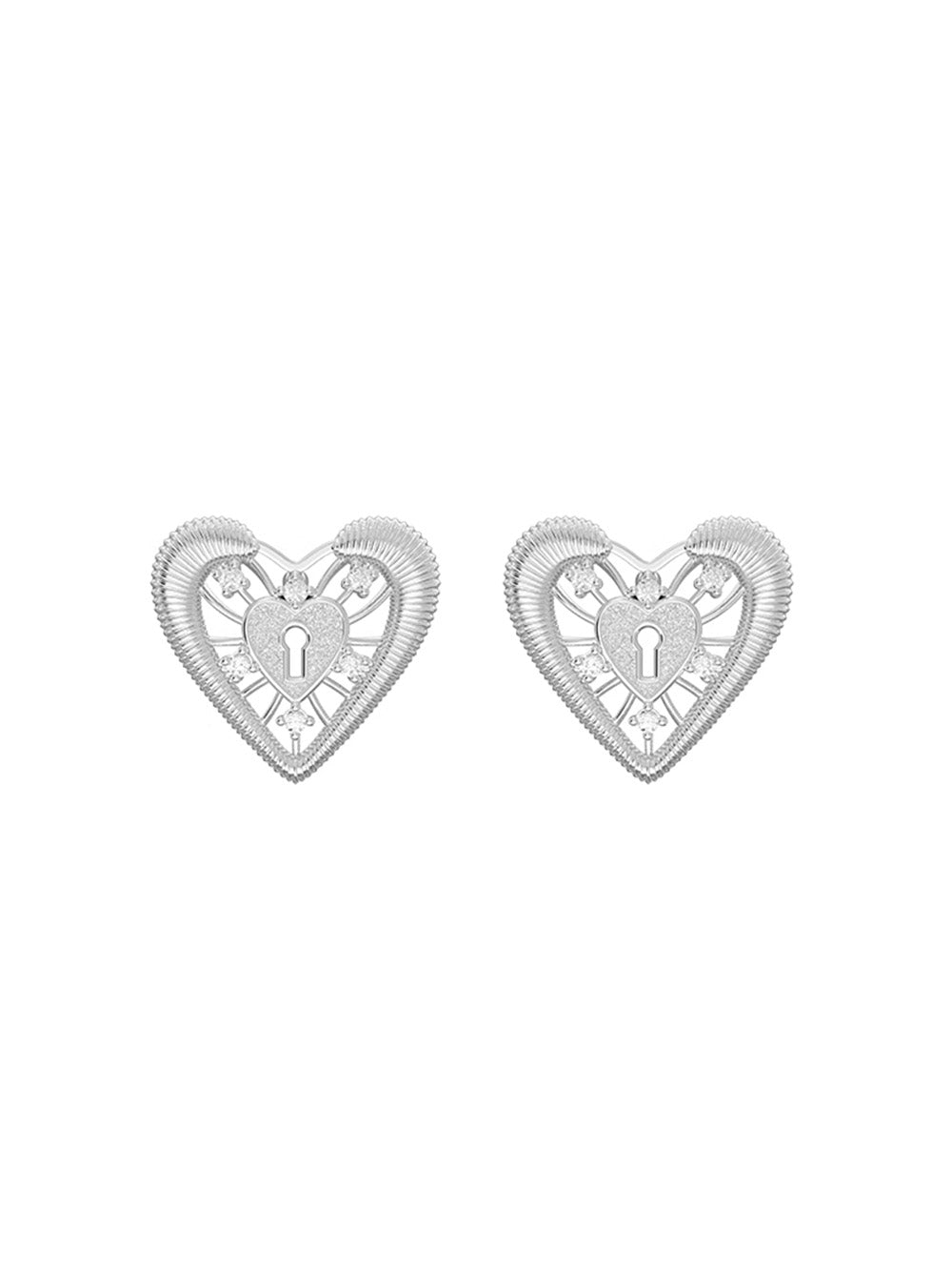 MUKTANK×SUN HUNTER Lace heart lock stud earrings