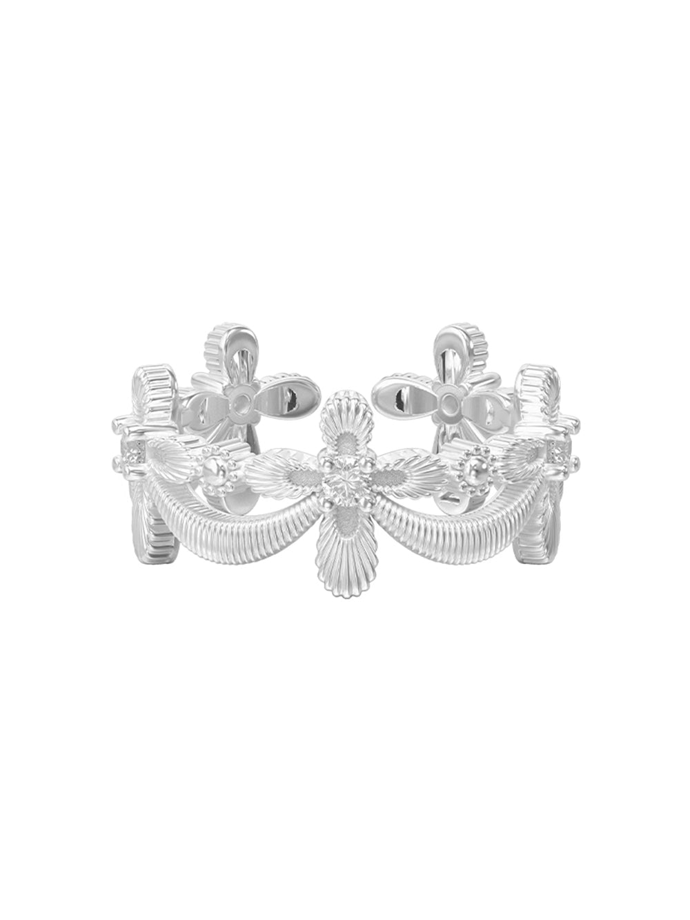 MUKTANK×SUN HUNTER Lace cross full-circle ring