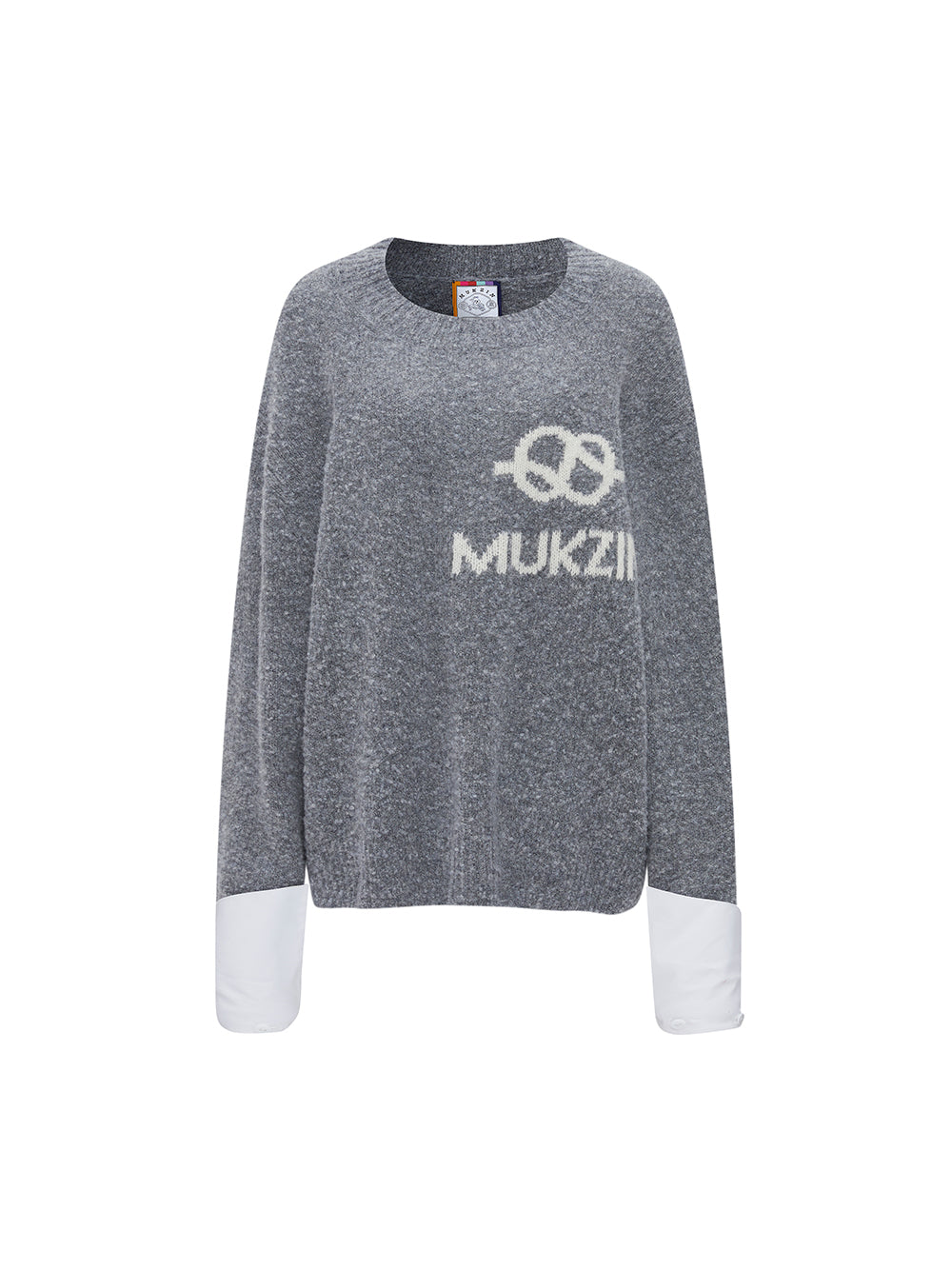 MUKZIN Linglong "Bafang Linglong" detachable Cuffs Crew Neck White Wool Top