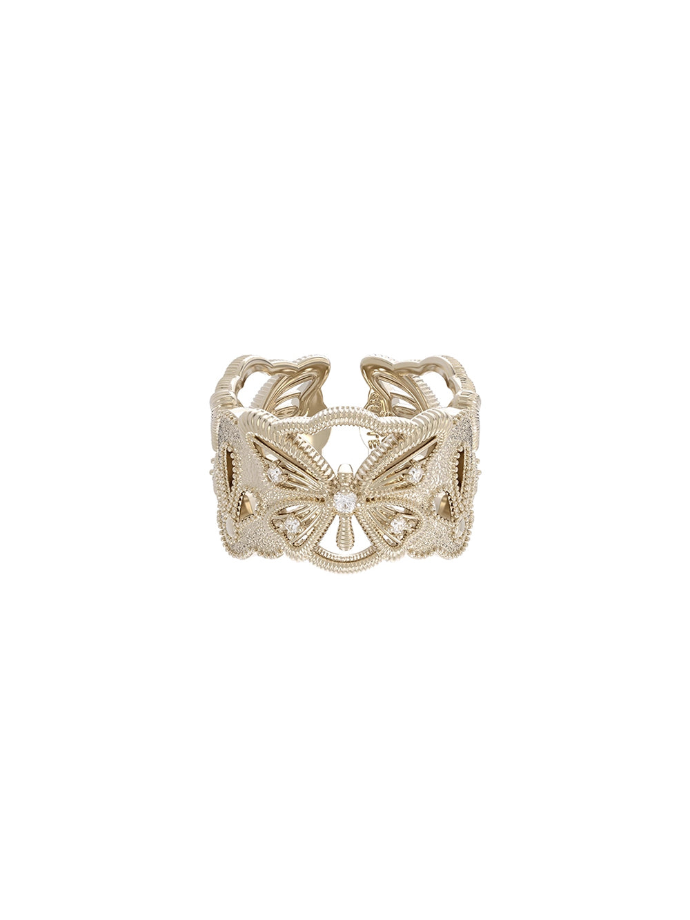 MUKTANK×SUN HUNTER “Emergence”Wide Band Full-Circle Lace Butterfly Ring