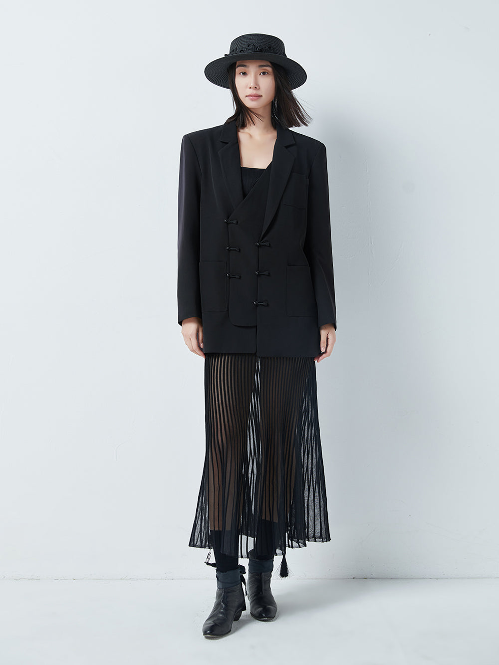 MUKTANK×CUUDICLAB Faux Two-Piece Irregular Blazer