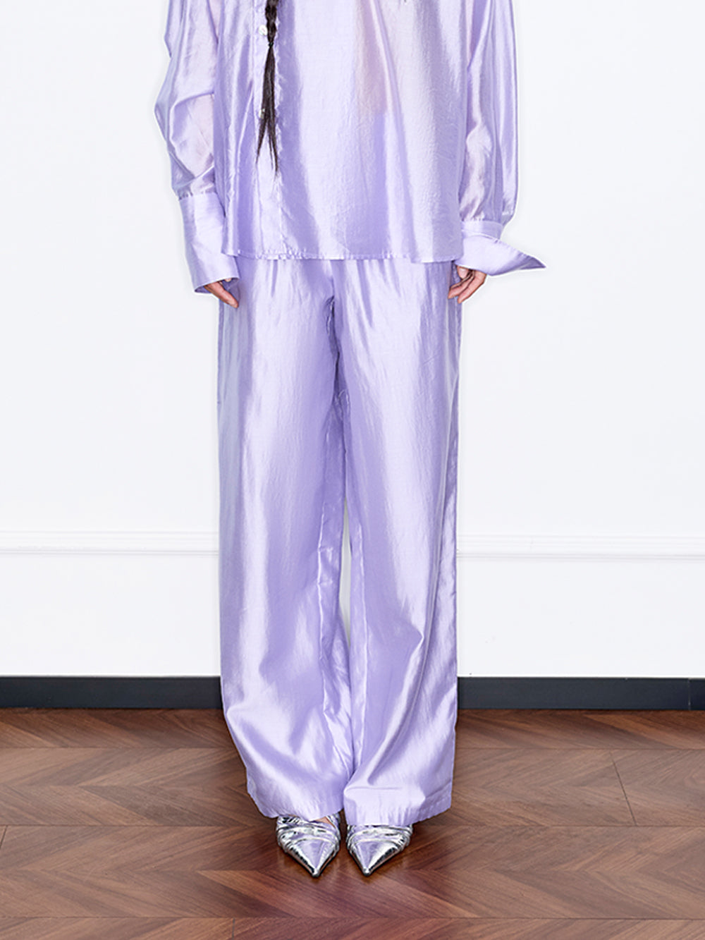 MUKZIN“Capsule Collection”Light Purple Elastic-Waist Casual Pants