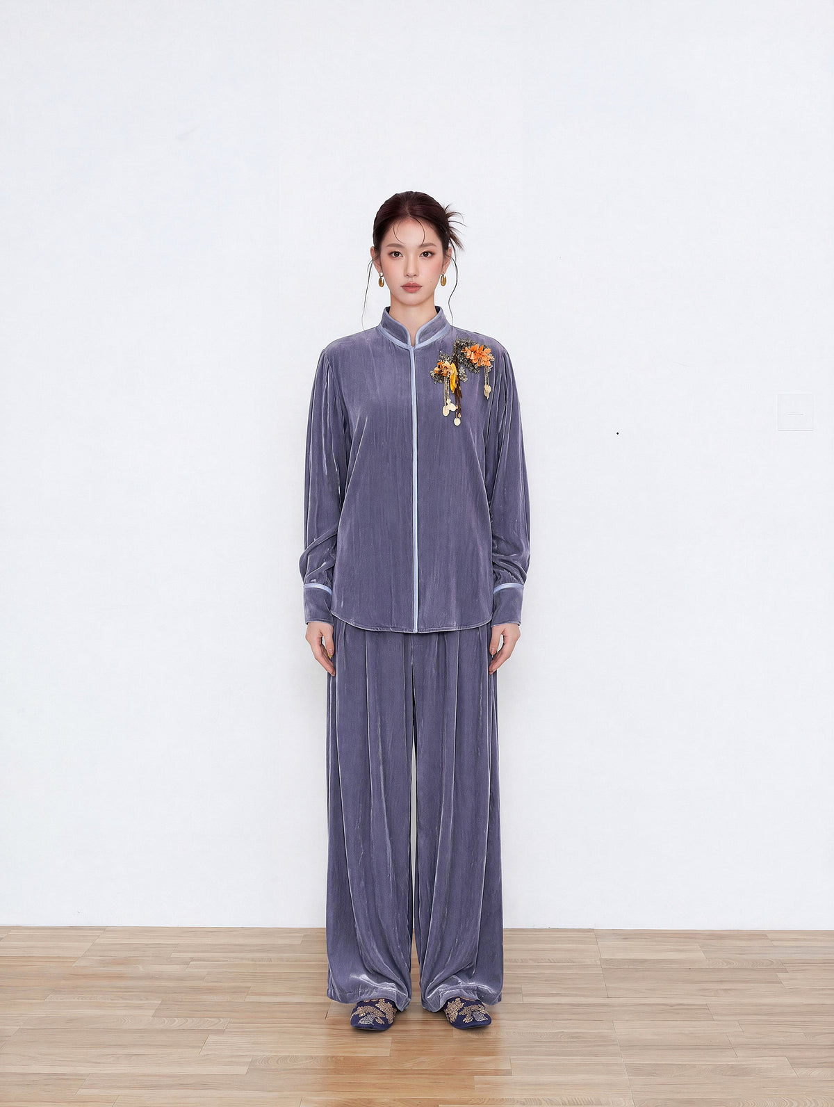 MUKZIN×Capsule Collection New Chinese-Style Silk Velvet Shirt