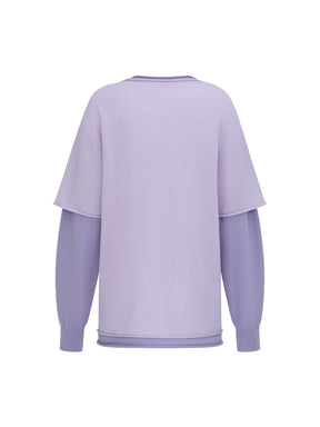 MUKZIN“Capsule Collection”Elegant Color - Blocked Fruit Embroidery Fake Two - Piece Sweatshirt