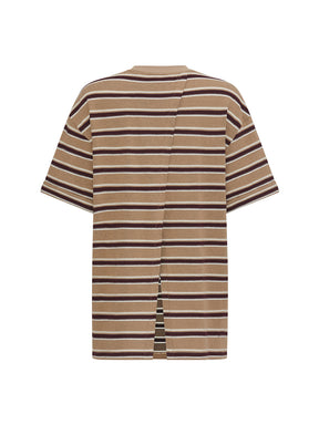 MUKZIN "Ode to the New Summer" Khaki Striped Cute Rabbit T - shirt