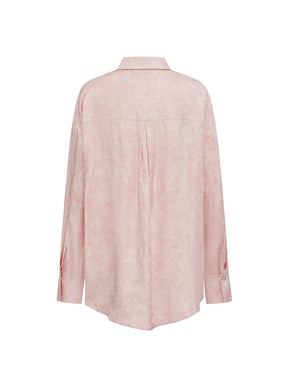 MUKZIN“Realm of Ethereal Mist”Pink Jacquard Floral Embroidered Shirt