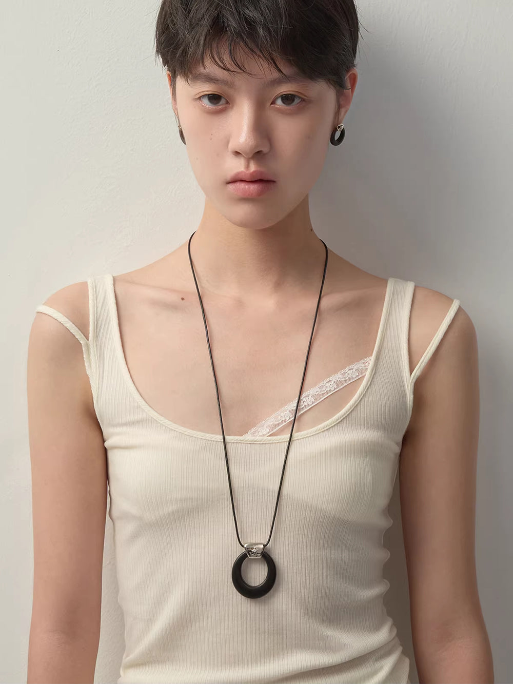 MUKTANK×SUN HUNTER Wooden Ring Iris Braided String Necklace
