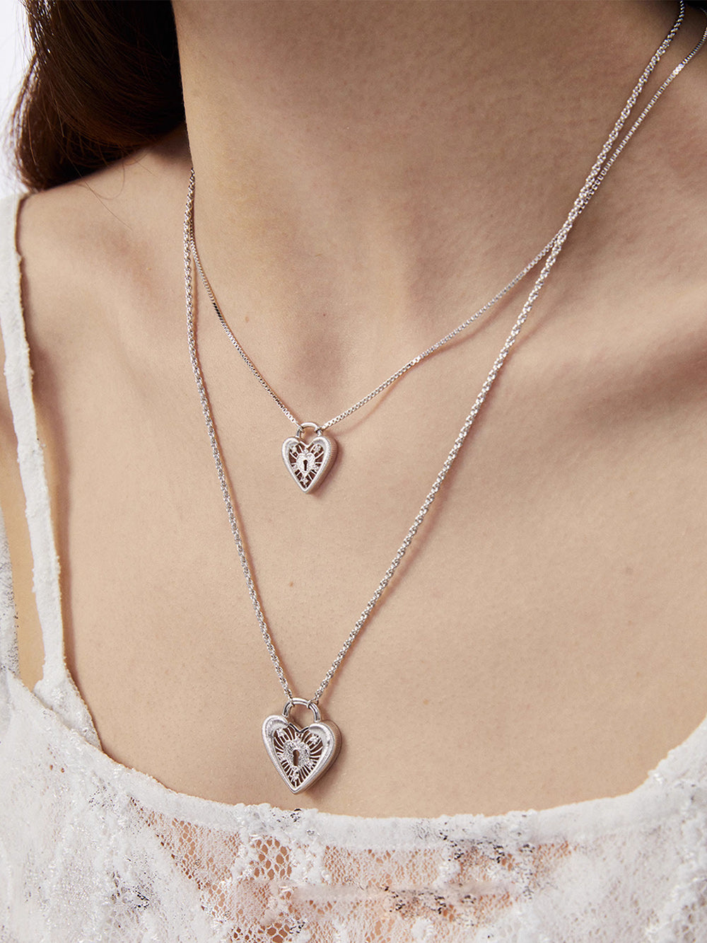 MUKTANK×SUN Lace heart lock simple chain